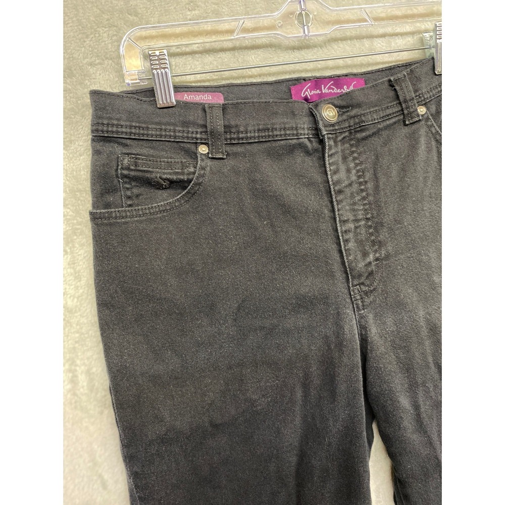 High-Rise Black Preppy Capri Jean Gloria Vanderbilt Amanda Sz 14 (34x18) Stretch - Picture 3 of 8